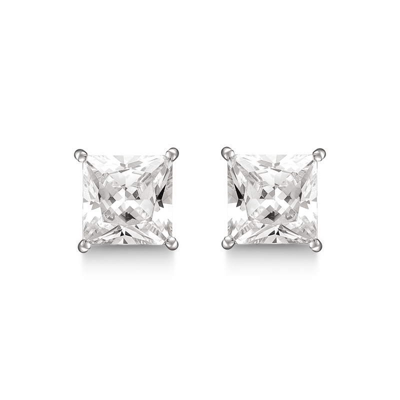 Sølv ørestikker rhodineret med syntetisk cubic zirconia i 4 grabber.  Mål: 7 mm.