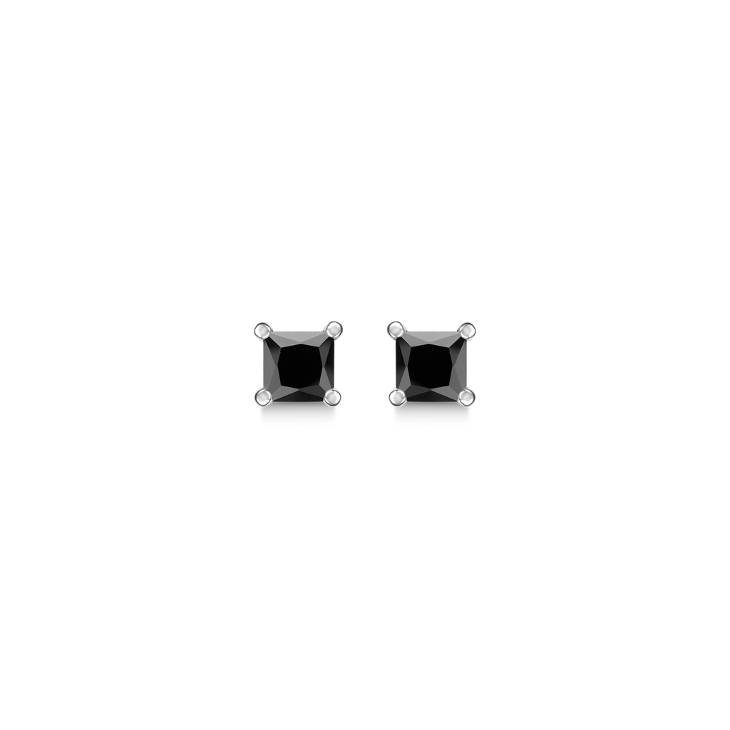 Sølv ørestikker rhodineret med sort syntetisk cubic zirconia i 4 grabber.  Mål: 3 mm.
