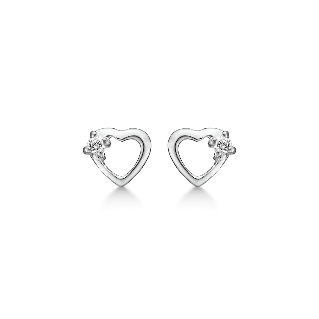 Sølv ørestikker hjerte med syntetisk cubic zirconia.