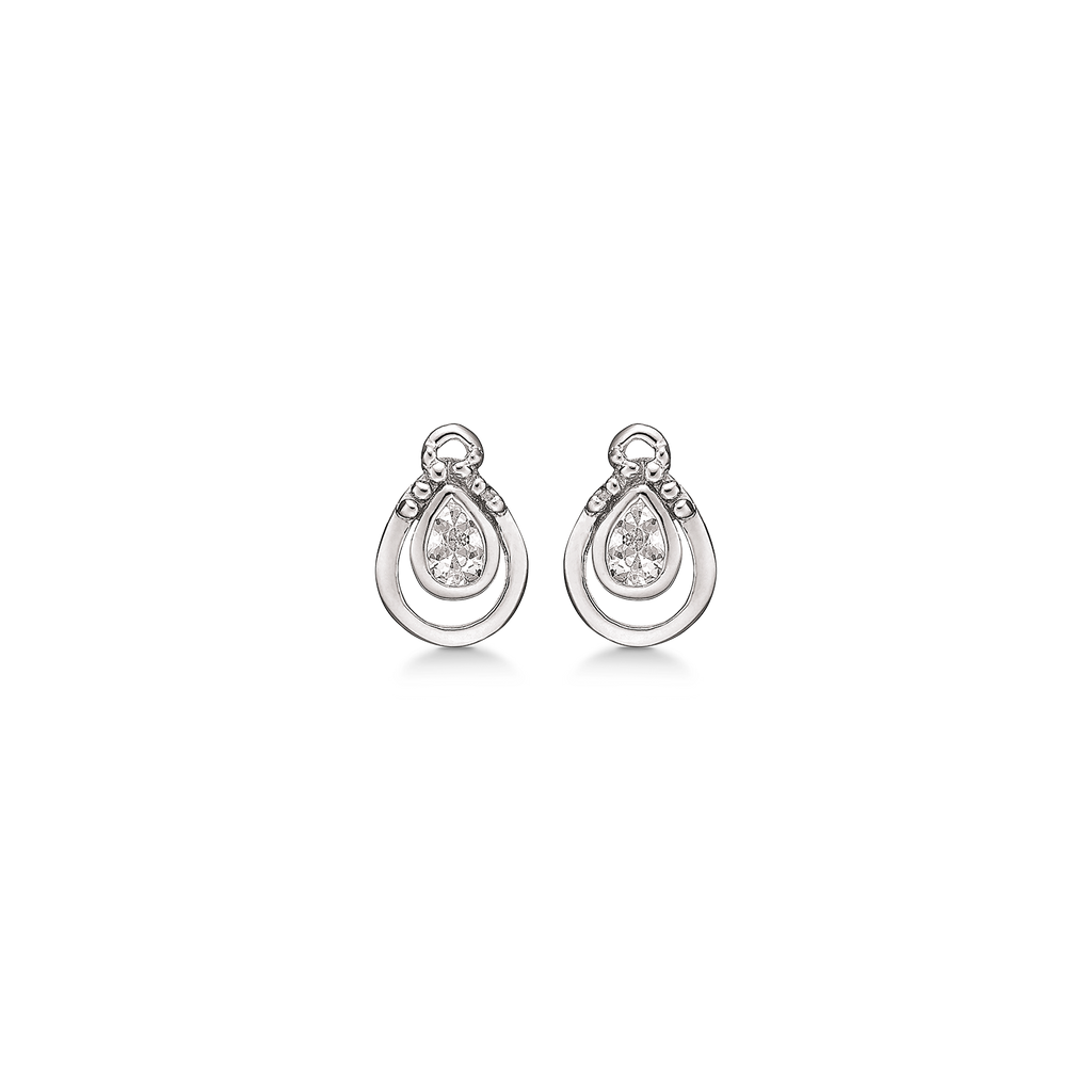 Sølv ørestikker rhodineret dråbe med lille dråbe med syntetiske cubic zirconia.