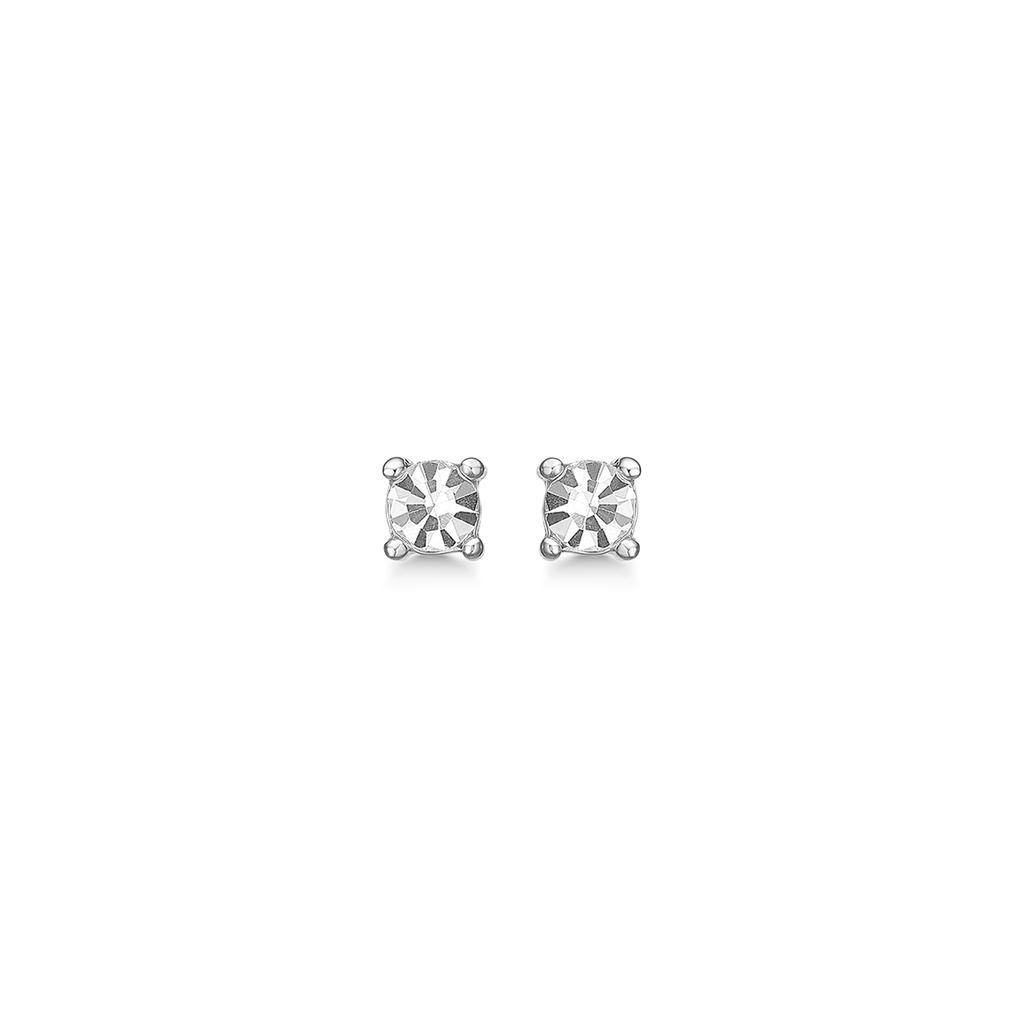 Sølv ørestikker rhodineret syntetisk cubic zirconia i 4 grabber.  Mål: 4  mm.