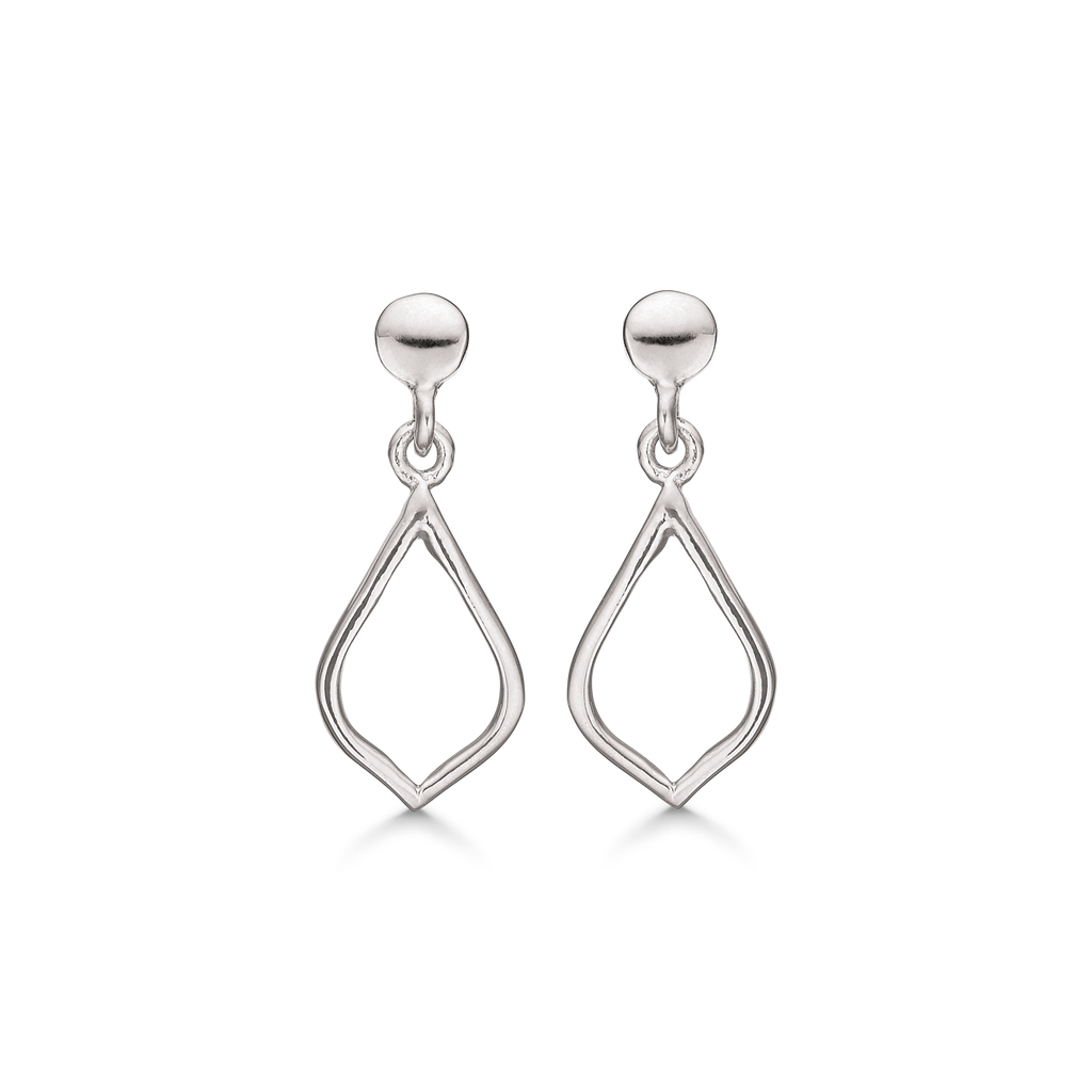 Sølv ørehænger rhodineret buttet åben dråbe.