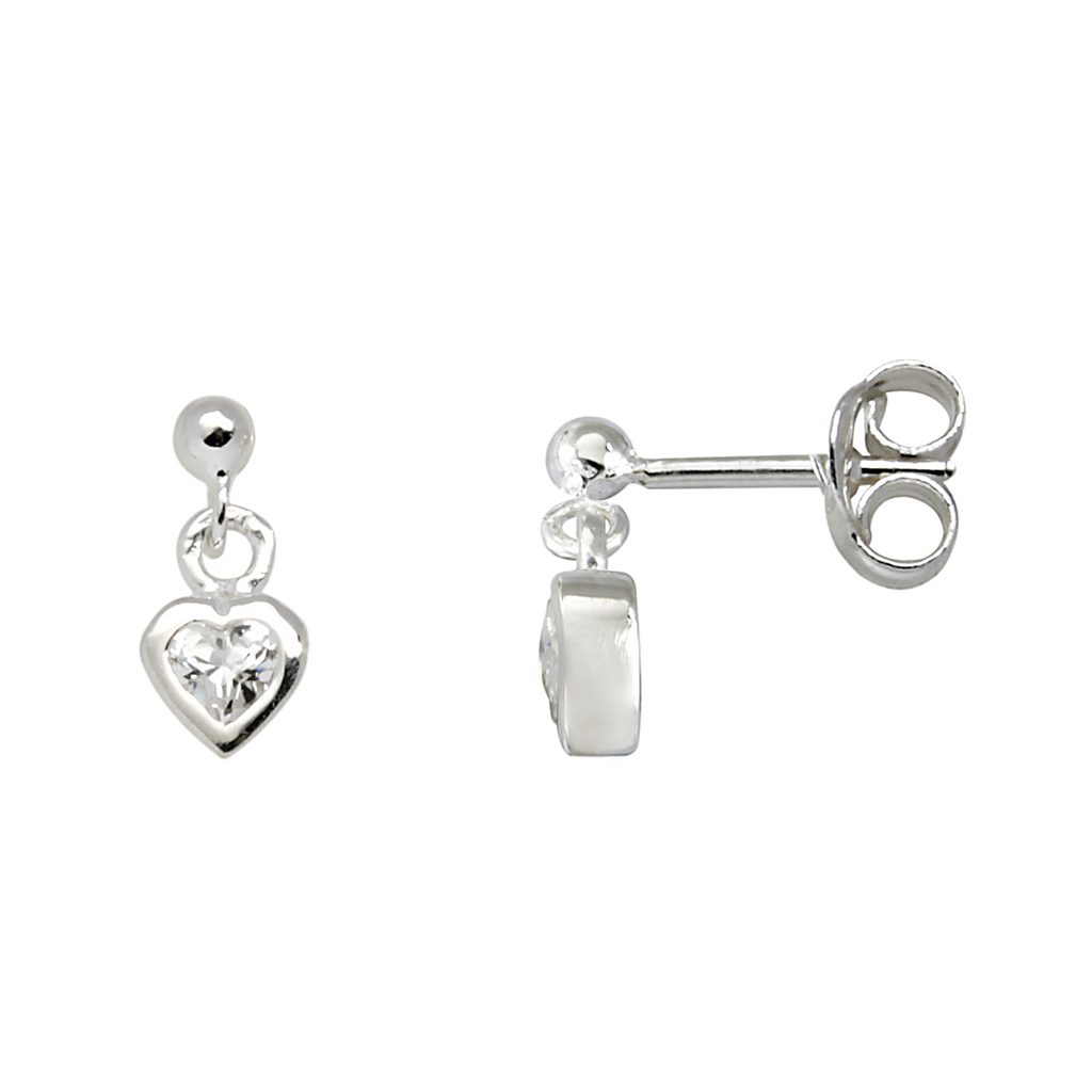 Sølv ørehænger hjerte med hjerteformet syntetisk cubic zirconia.