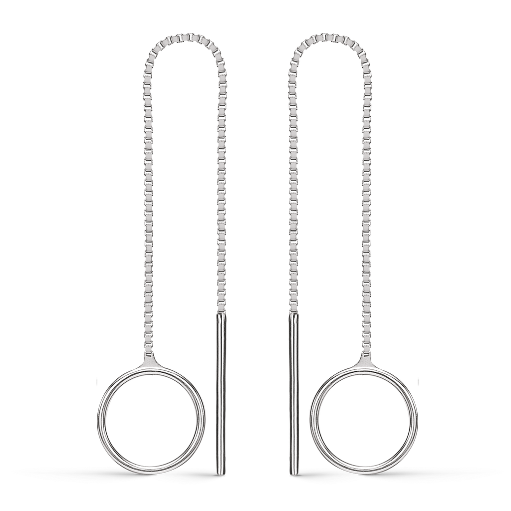 Sølv ørehænger cirkel på veneziakæde.