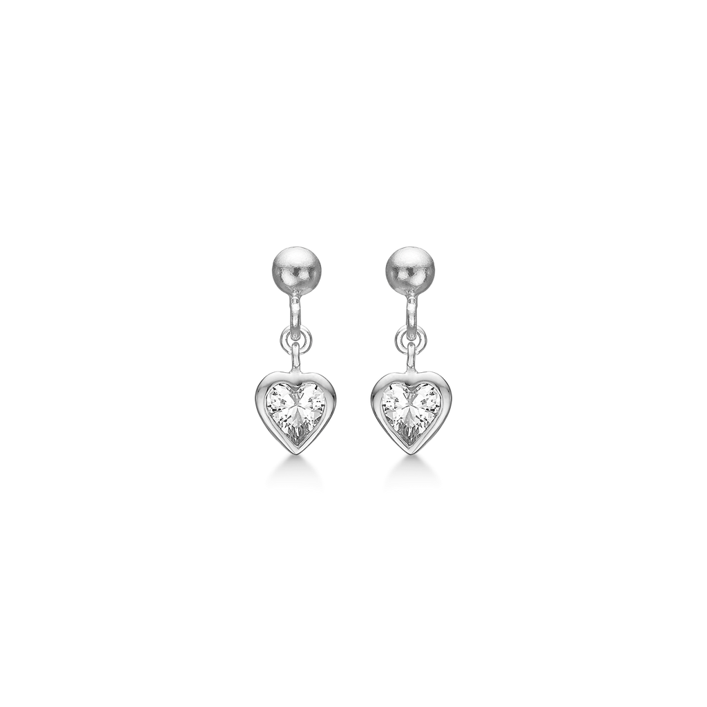 Sølv ørehænger rhodineret hjerte med syntetisk cubic zirconia.