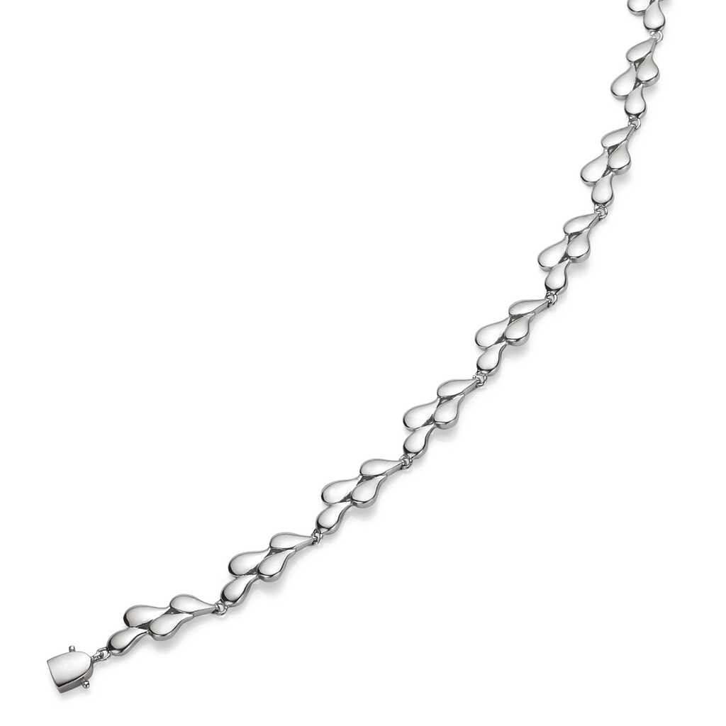 Sølv armbånd rhodineret skæve dråber.  Længde 20 cm.
