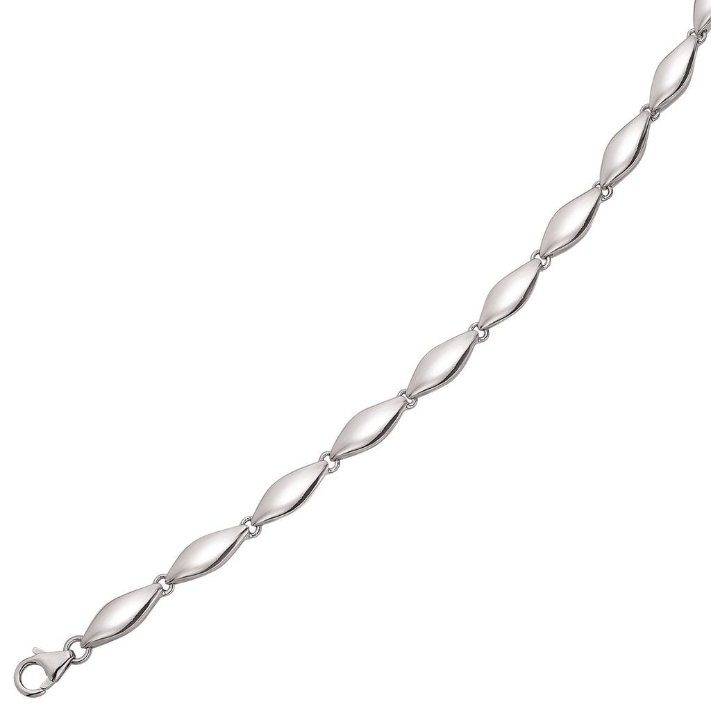 Sølv armbånd rhodineret  ovale blanke led   Længde 18+3 cm.