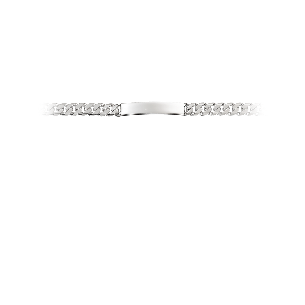 Sølv armbånd panzerkæde med ID-plade 7,1 mm bred.  Længde 19 cm.