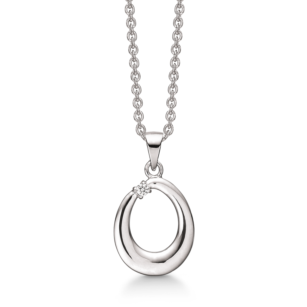 Sølv halskæde rhodineret dråbe tyk i bunden med syntetisk cubic zirconia.   Kæden er rhodineret sølv i længde 42-45 cm.