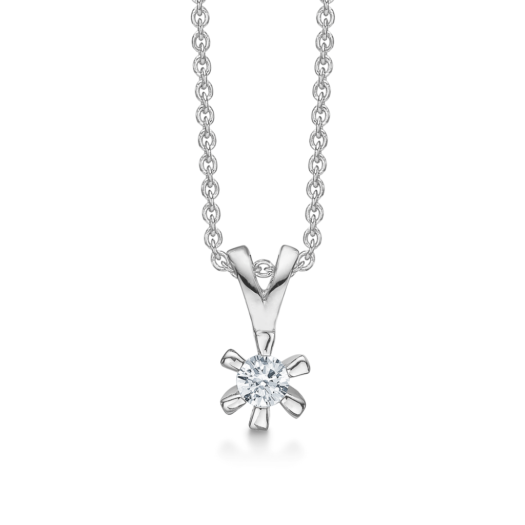 Sølv halskæde rhodineret syntetisk cubic zirconia i 6 grabber. Mål: 4 mm. Kæden er længde 42-45 cm.