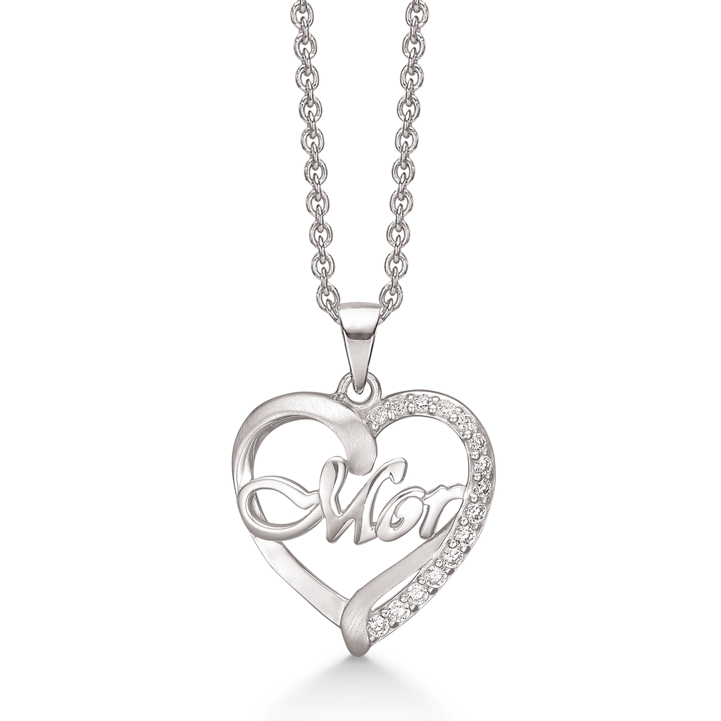 Sølv halskæde rhodineret  hjerte med 