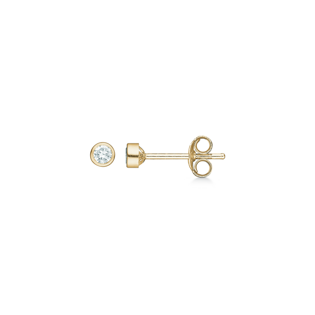 8 kt. guld ørestikker 3 mm syntetisk cubic zirconia i rørfatning.