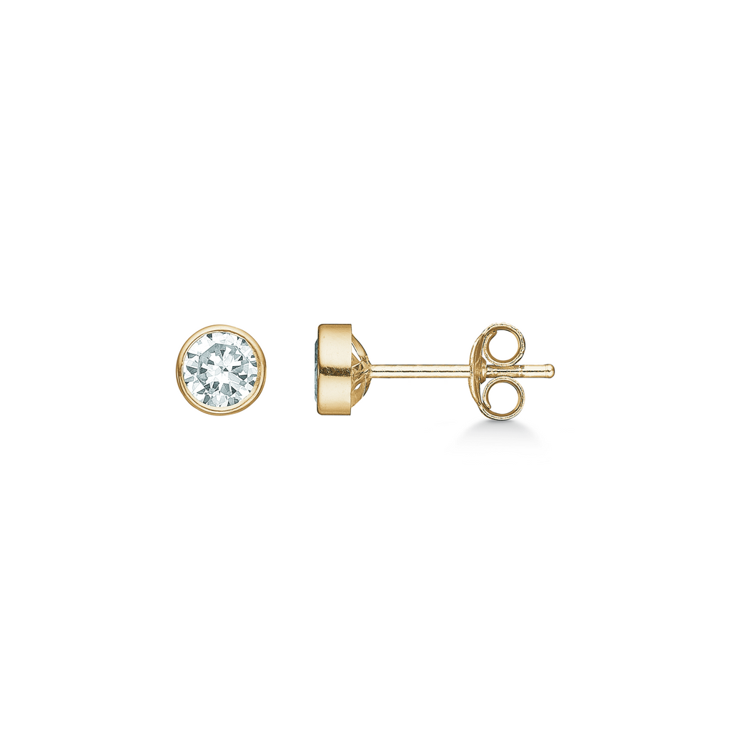 8 kt. guld ørestikker 5 mm syntetisk cubic zirconia i rørfatning.