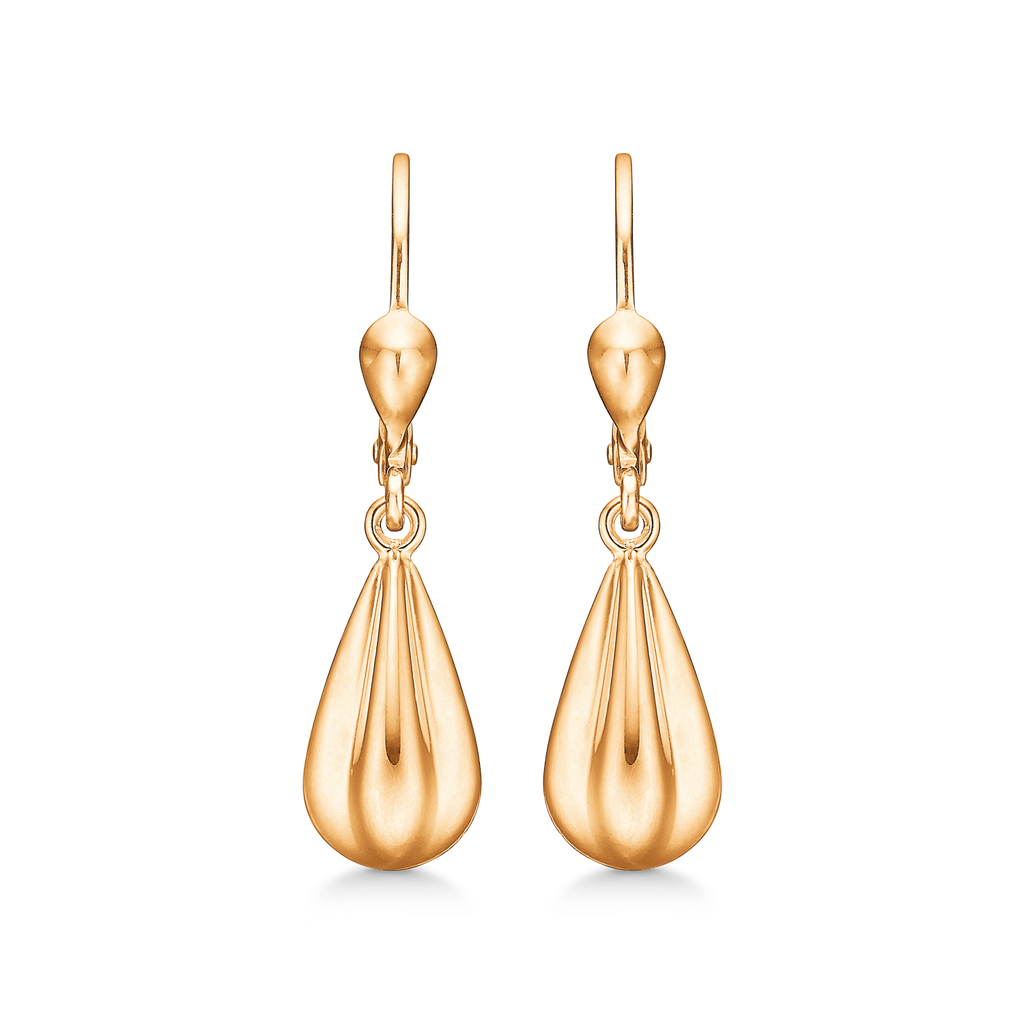 8 kt. guld ørehænger med kantet dråbe.