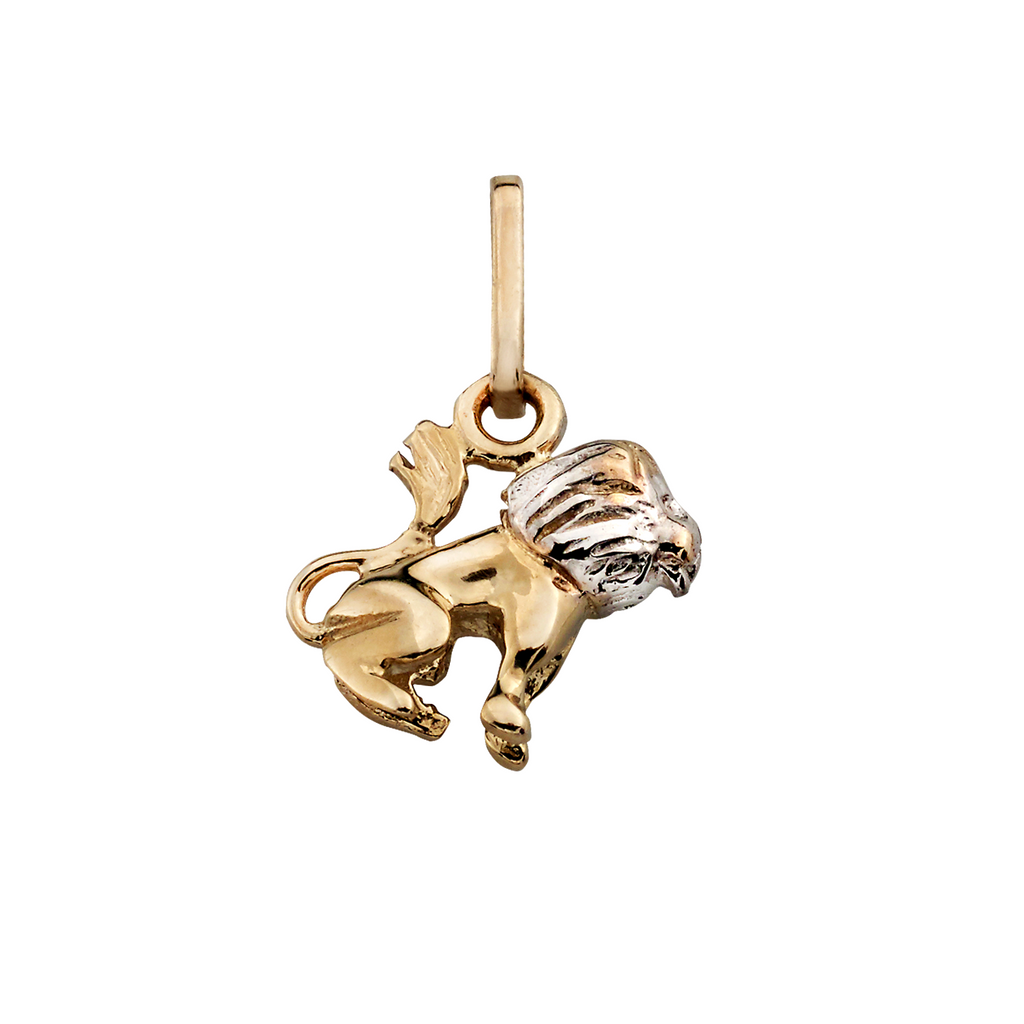 14 kt. guld med rhodium vedhæng stjernetegn løve.