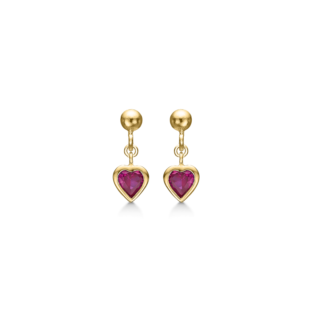 Ørehængere Hjerte med Rød Zirconia
